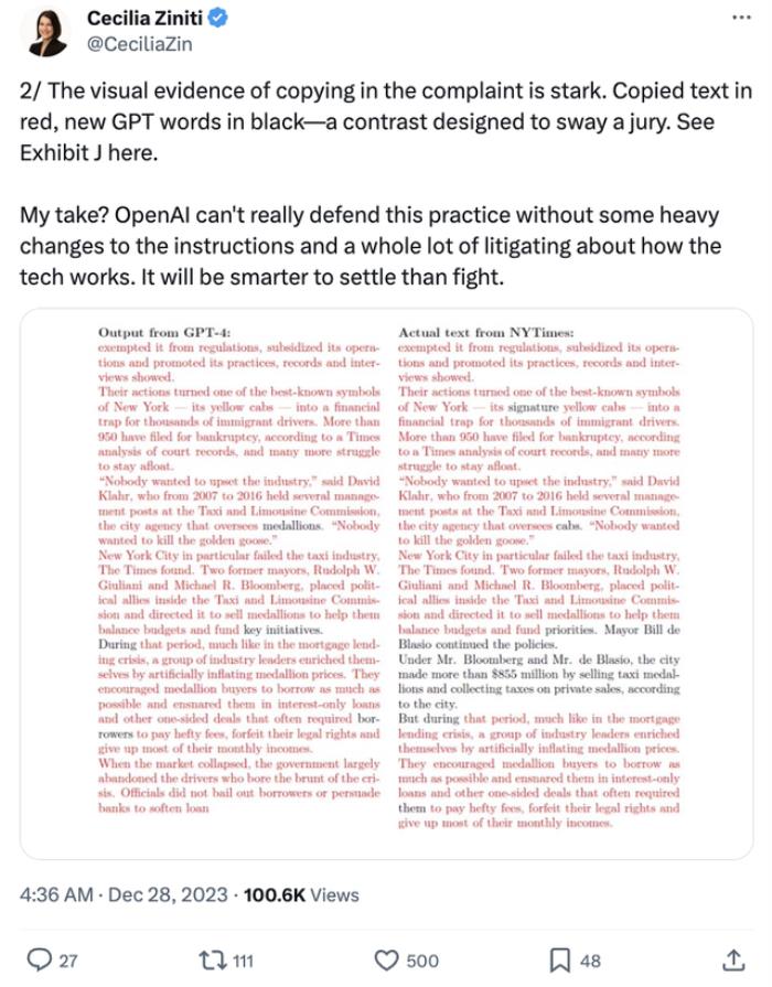 OpenAI微软被起诉!《纽约时报》指控AI侵权,要求销毁侵权模型和训练数据