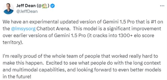 新王登基，Gemini 1.5 Pro再度更新，超越GPT 4o和Claude-3.5
