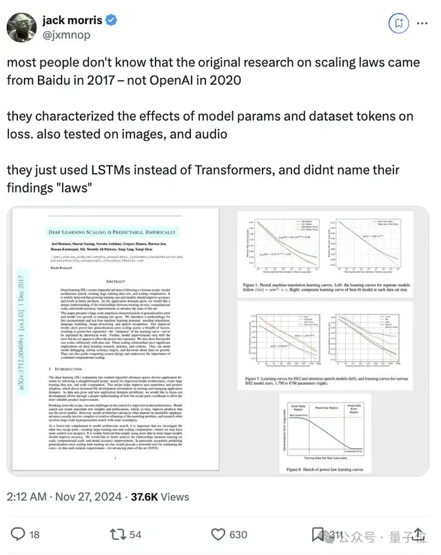 Scaling Law百度最早提出!OpenAI/Claude受它启发,致谢中有Ilya